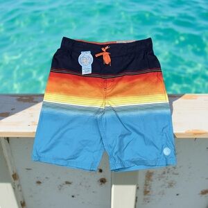 Kids Multicolor Striped Swim Shorts